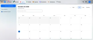 The calendar inside the same webmail, with month view and the option to add a meeting.